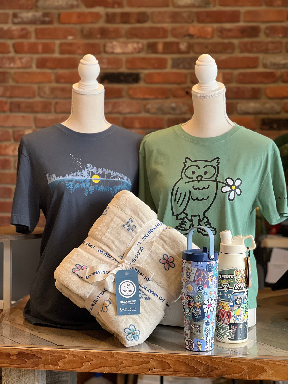 Life is Good apparel collection featuring colorful, casual styles with positive designs.