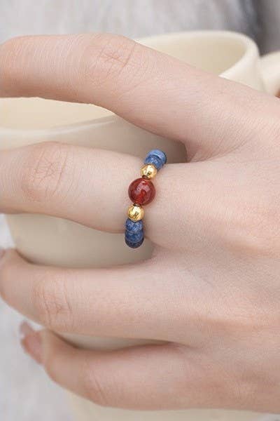 Josslyn: Earthy Natural Stone Beaded Rings