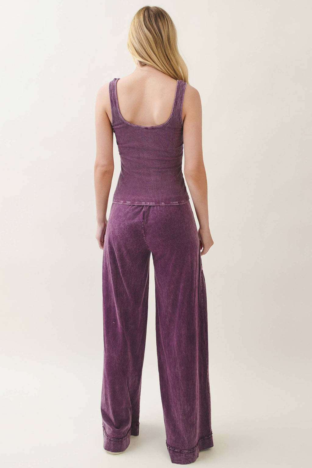 J.Her: Mineral Washed Boho waist band wideleg cropped pants