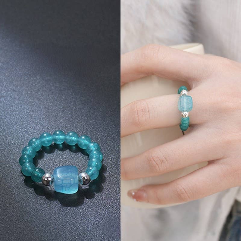 Josslyn: Earthy Natural Stone Beaded Rings