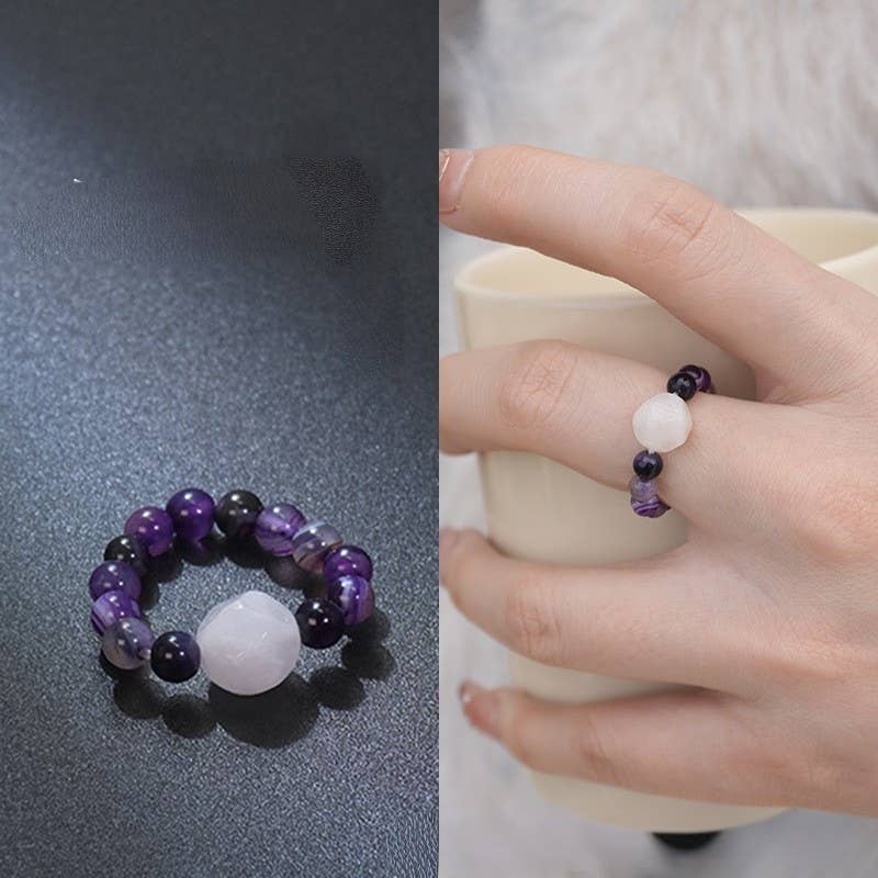Josslyn: Earthy Natural Stone Beaded Rings