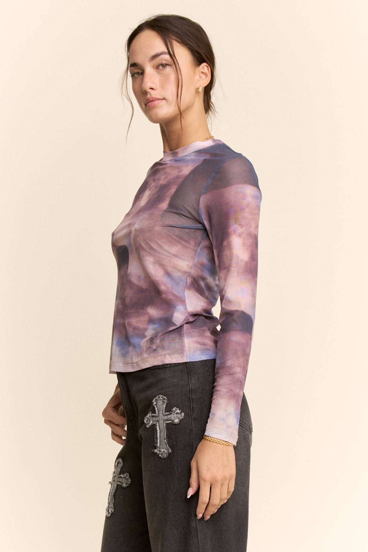 Davi & Dani: Mesh Long-Sleeve Layering Top