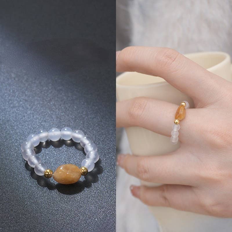 Josslyn: Earthy Natural Stone Beaded Rings