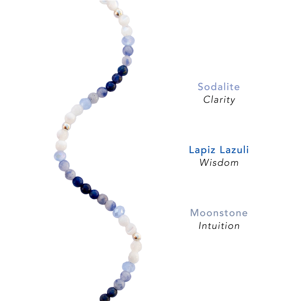 Lotus and Luna: Intuition & Wisdom 2mm Layered Healing Bracelet in Silver