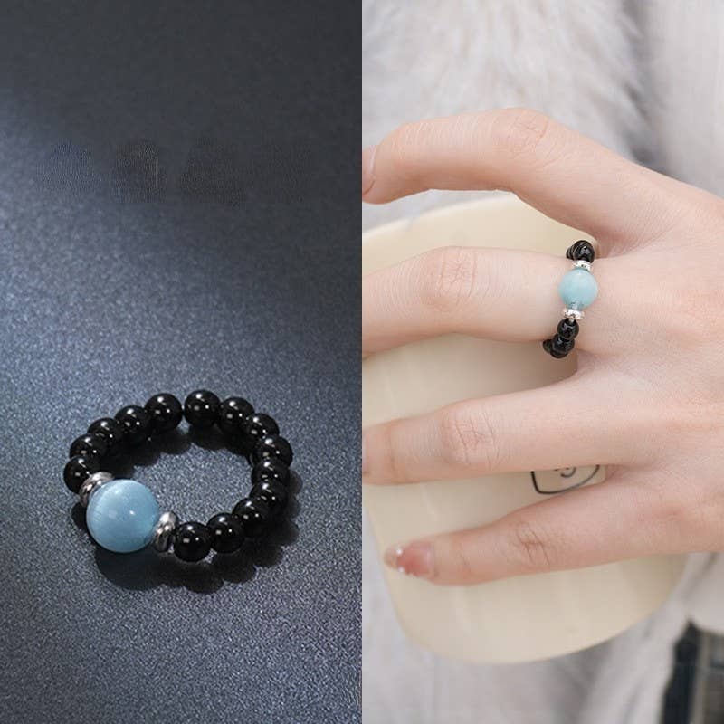 Josslyn: Earthy Natural Stone Beaded Rings