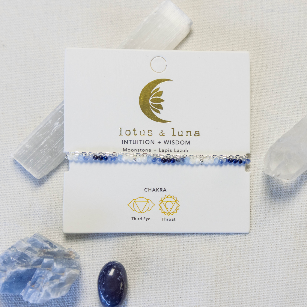 Lotus and Luna: Intuition & Wisdom 2mm Layered Healing Bracelet in Silver
