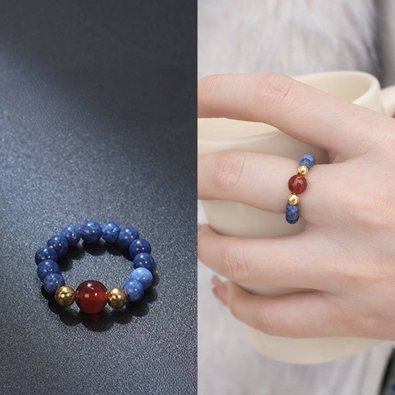 Josslyn: Earthy Natural Stone Beaded Rings
