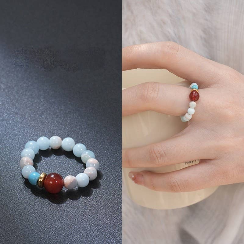 Josslyn: Earthy Natural Stone Beaded Rings