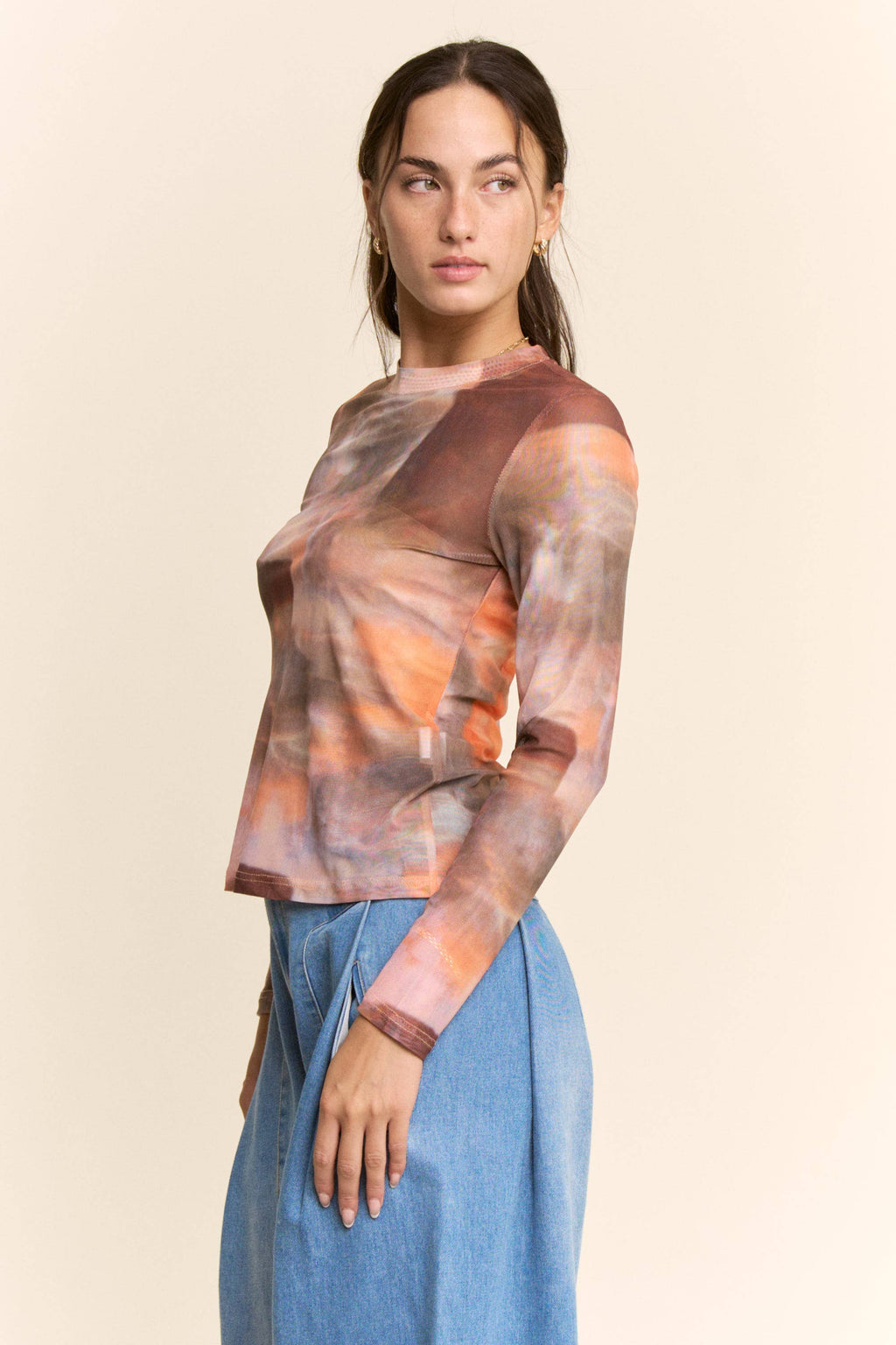 Davi & Dani: Mesh Long-Sleeve Layering Top