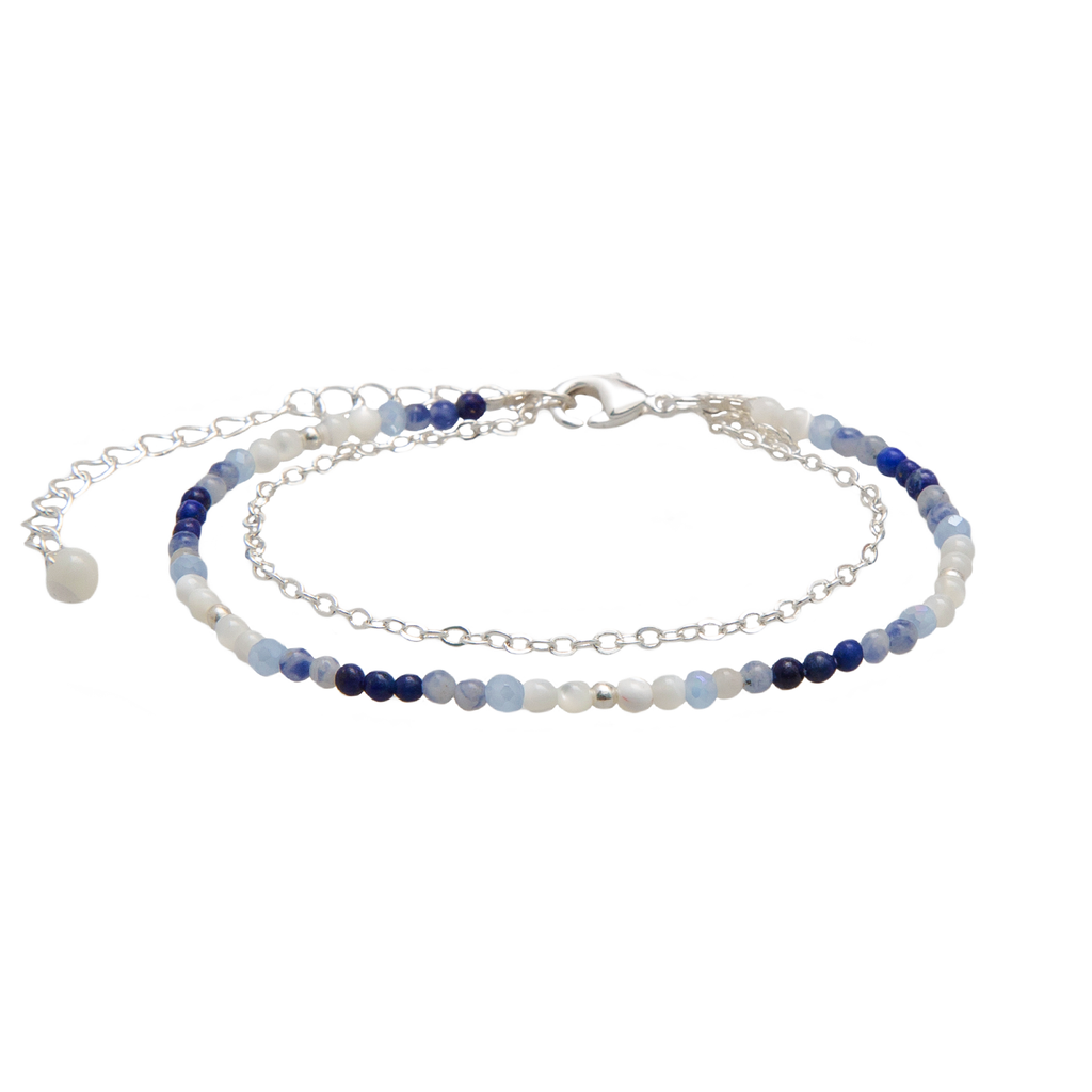 Lotus and Luna: Intuition & Wisdom 2mm Layered Healing Bracelet in Silver