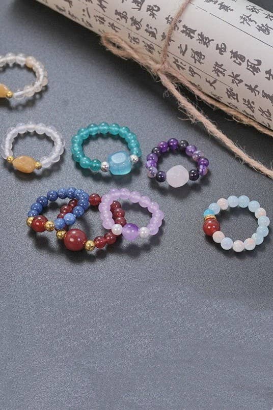 Josslyn: Earthy Natural Stone Beaded Rings