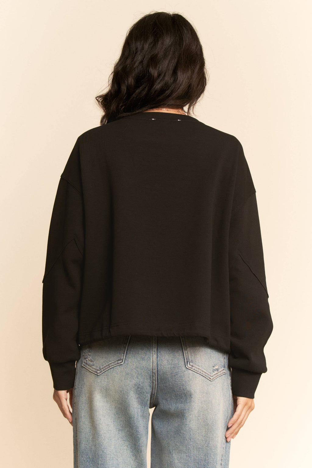 Davi & Dani: Zigzag Seam Drawstring Hem Sweatshirt