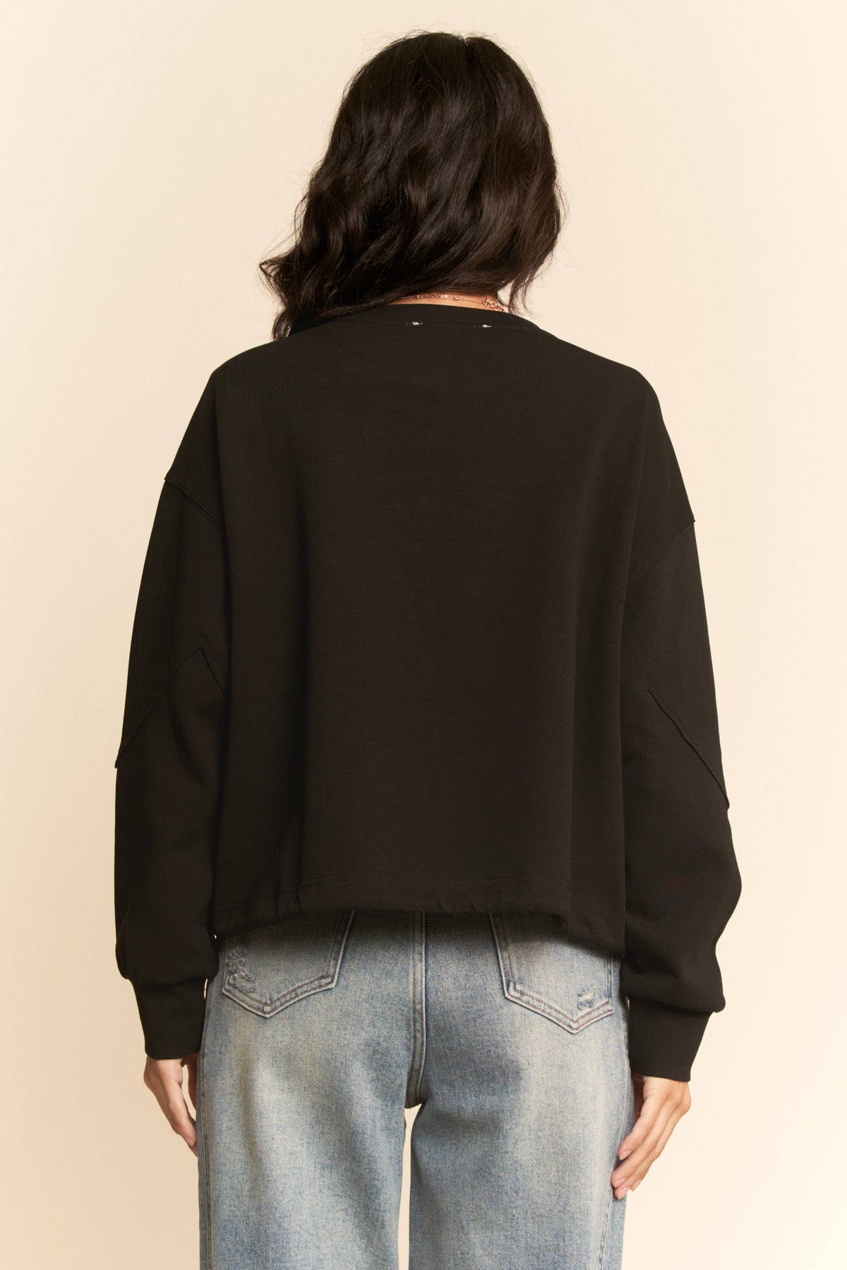 Davi & Dani: Zigzag Seam Drawstring Hem Sweatshirt