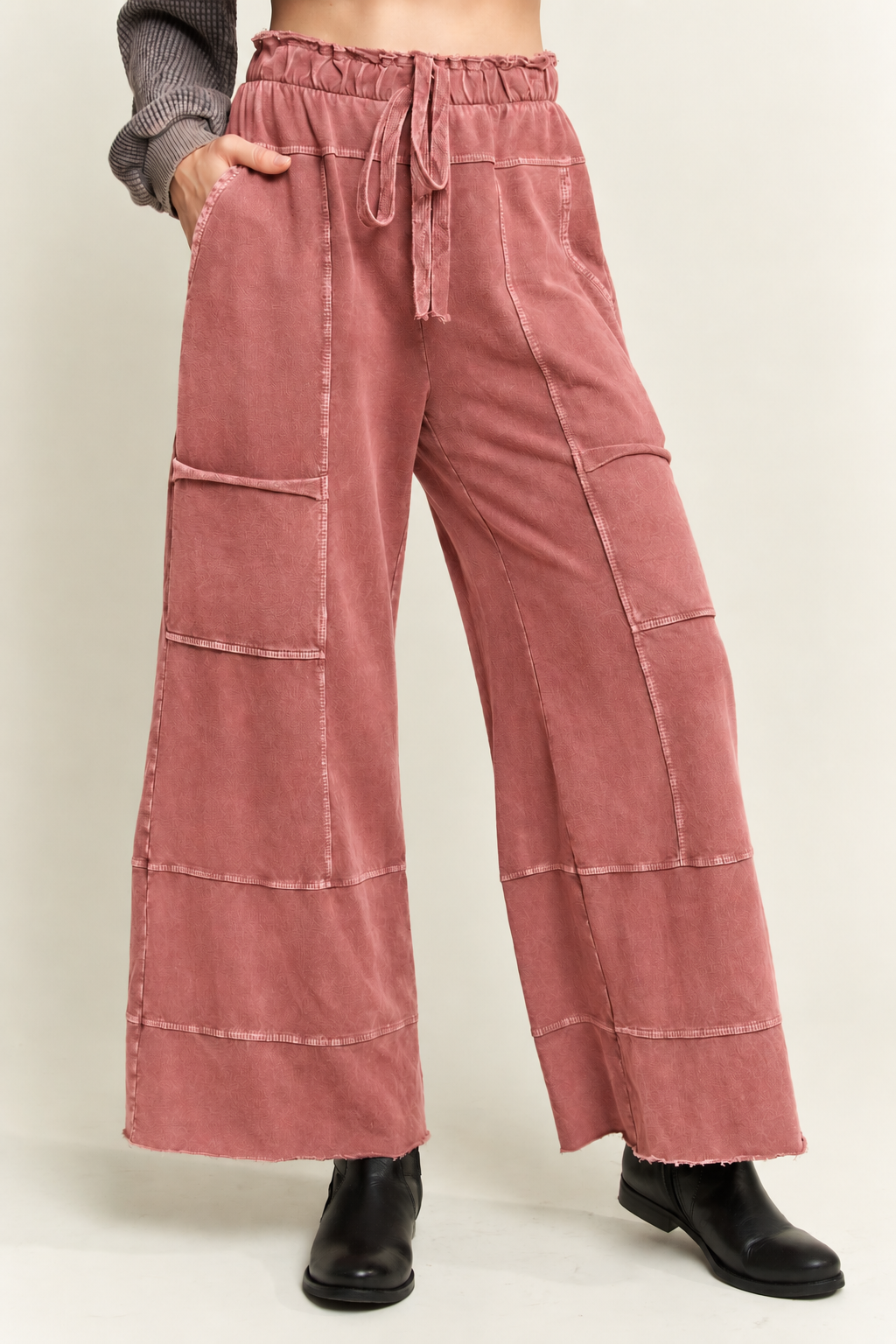 J.Her: BEST Mineral Wash Wide leg Cropped pants
