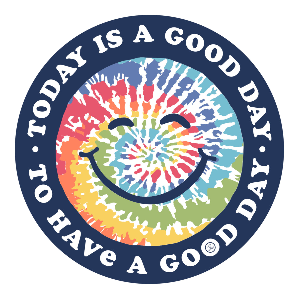 Life Is Good: Sticker TIE DYE SMILE GOOD DAY 4" CIRCLE STICKER