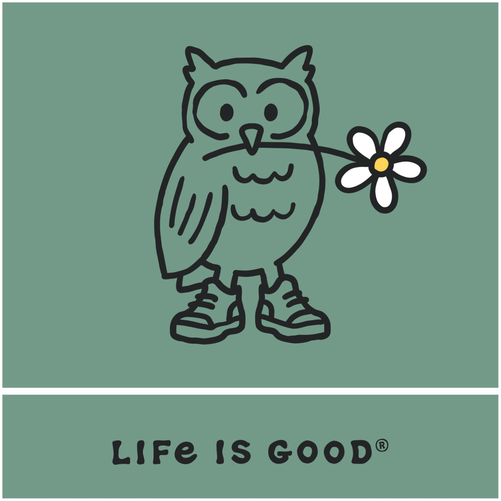 Life is Good: WOMEN'S OWL W/ DAISY SHORT SLEEVE CRUSHER TEE