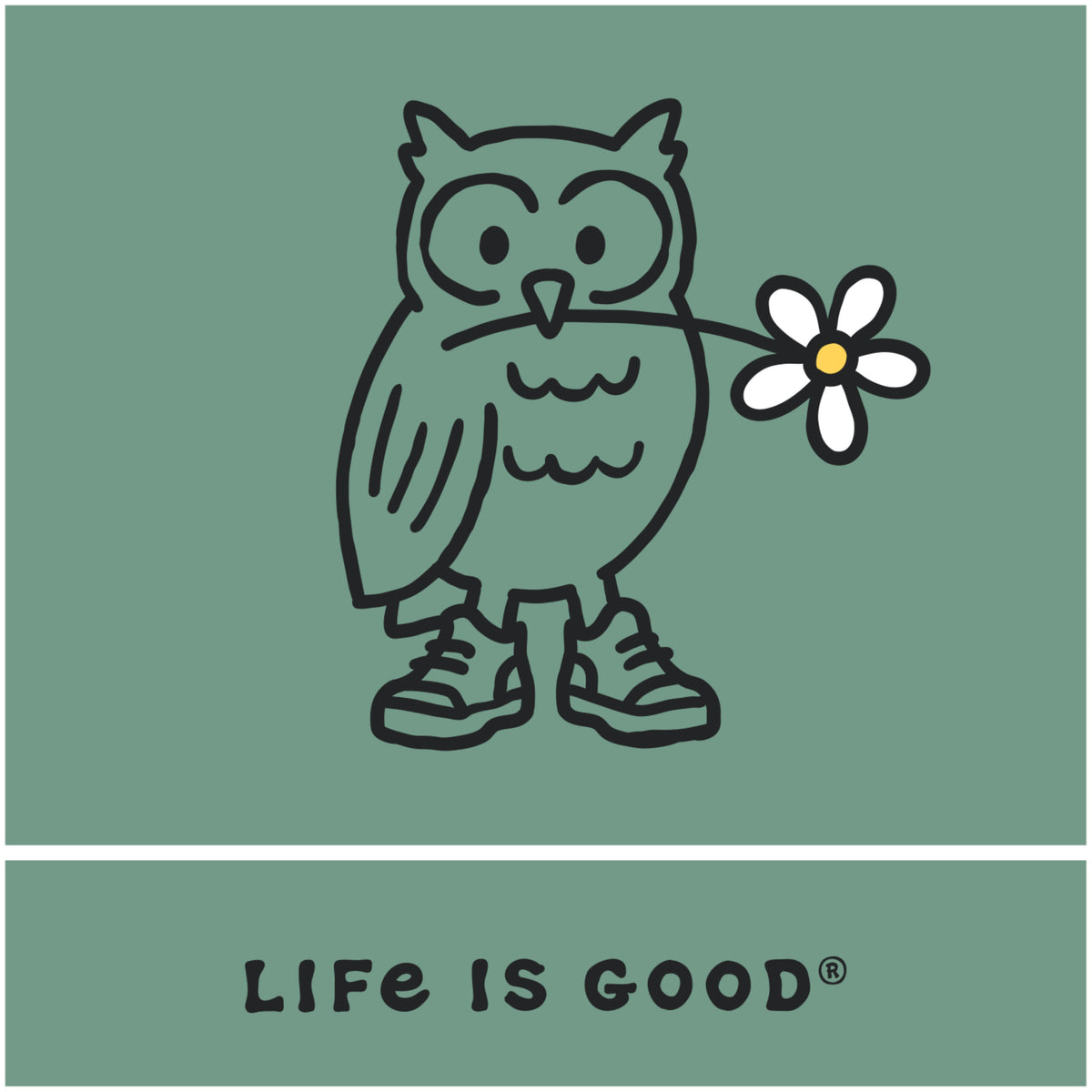 Life is Good: WOMEN'S OWL W/ DAISY SHORT SLEEVE CRUSHER TEE