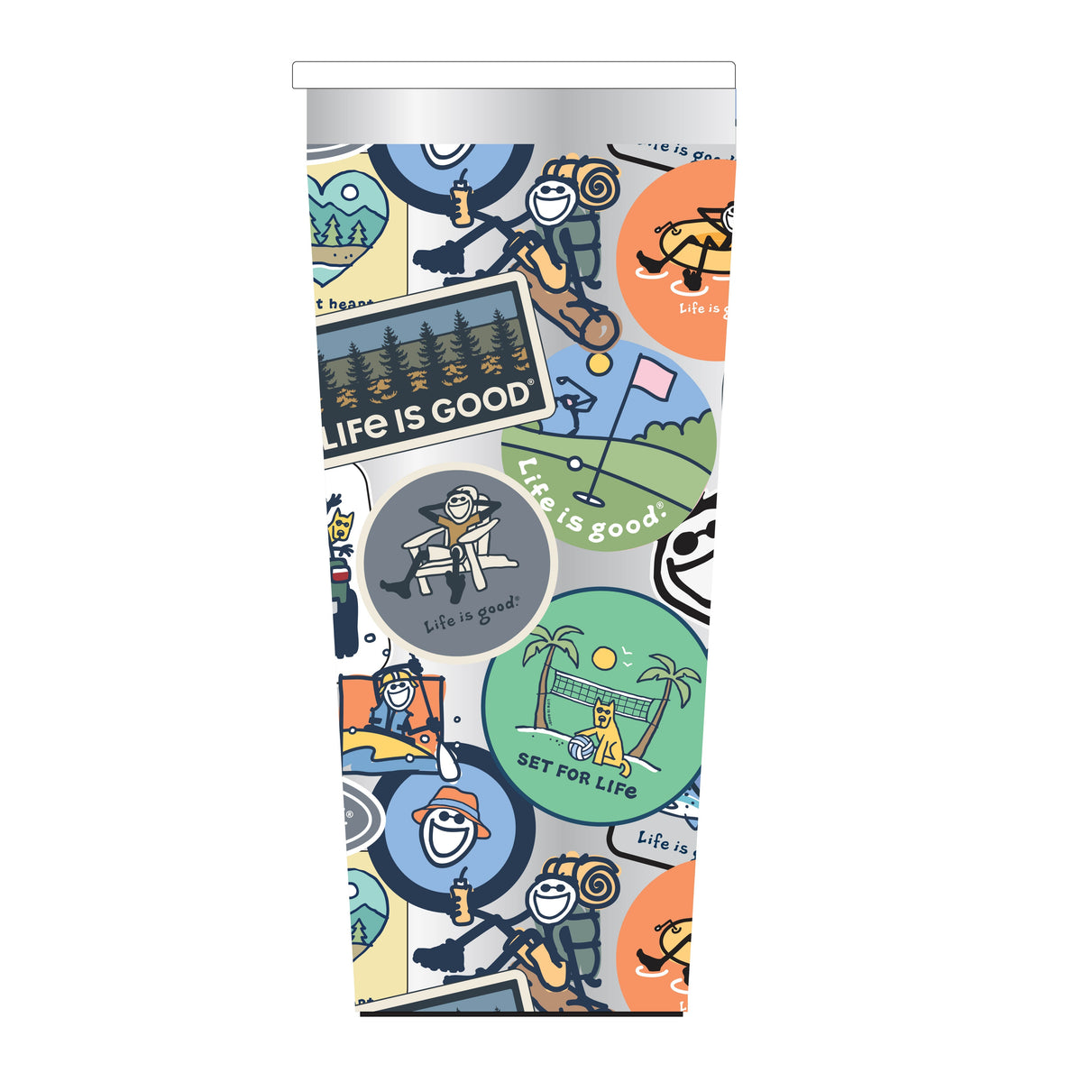 Life Is Good: Vintage Sticker Collage 16 oz. Stainless Corkcicle Tumbler